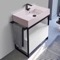 Modern  Console Vanity, Pink Ceramic Sink, 35